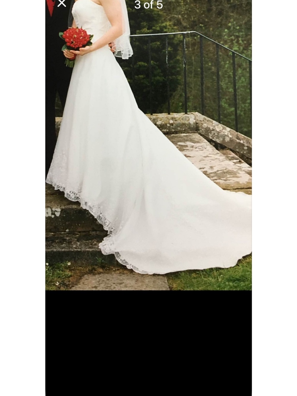 DaVinci White Strapless A-Line Wedding Gown with Lace Hem